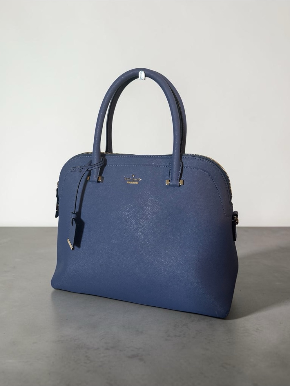 Kate Spade Cameron Street Margot Leather Satchel Bag Ocean Blue Dome Purse - Picture 2 of 8